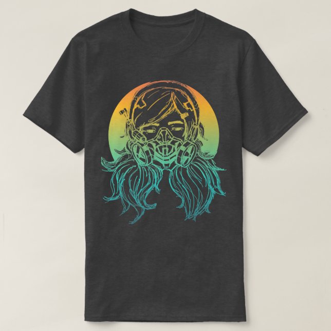 Garota Colorida de Animação com Camiseta Premium d (Frente do Design)
