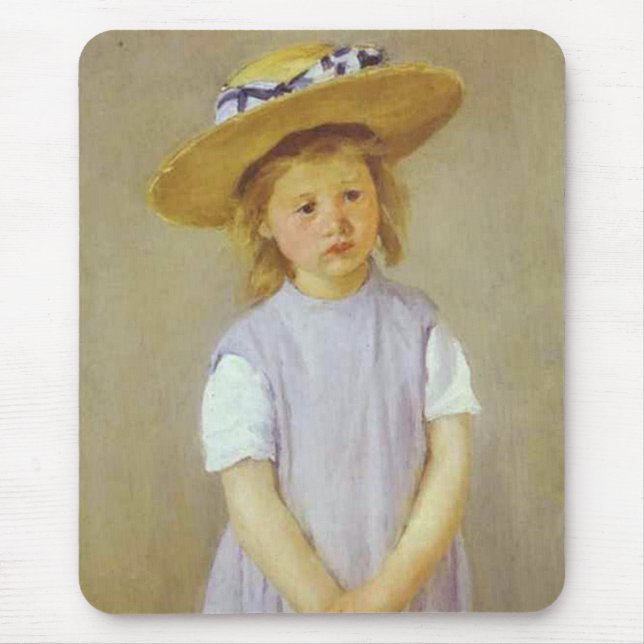 Garota com chapéu de palha, Mary Cassatt Mousepad (Frente)