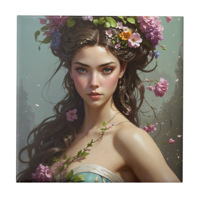 Garota com flores no cabelo (Frente)