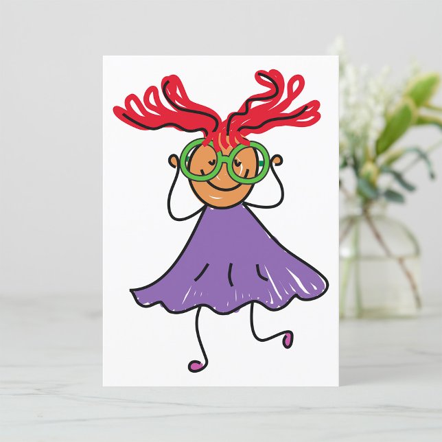 Garota com óculos grandes, convite para vestir rox (Criador carregado)