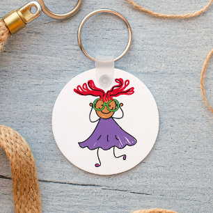 Garota Com Óculos Grandes E Chaveiro De Cabelo