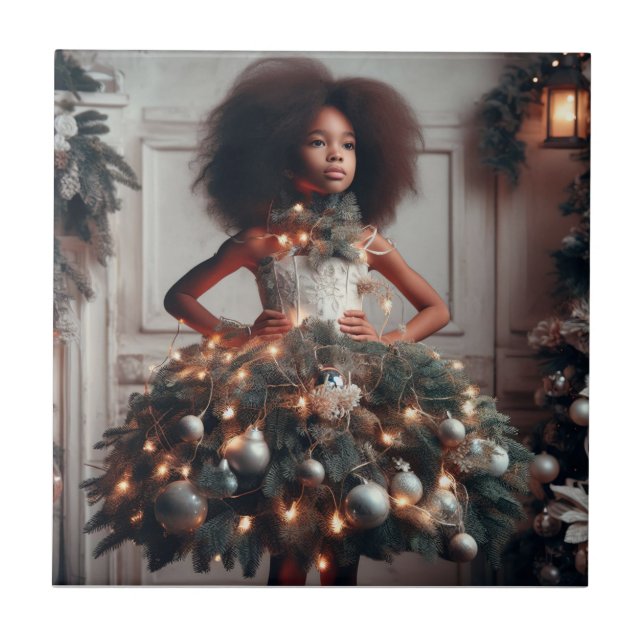 Garota com um vestido de árvore de Natal (Frente)