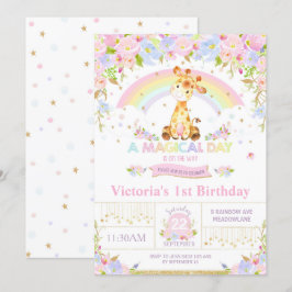 Garota Convite de aniversário de Girafa