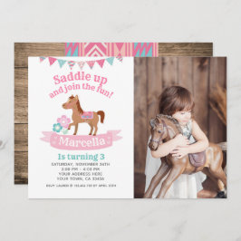 Garota, Convite de Aniversário para Cavalo com Fot