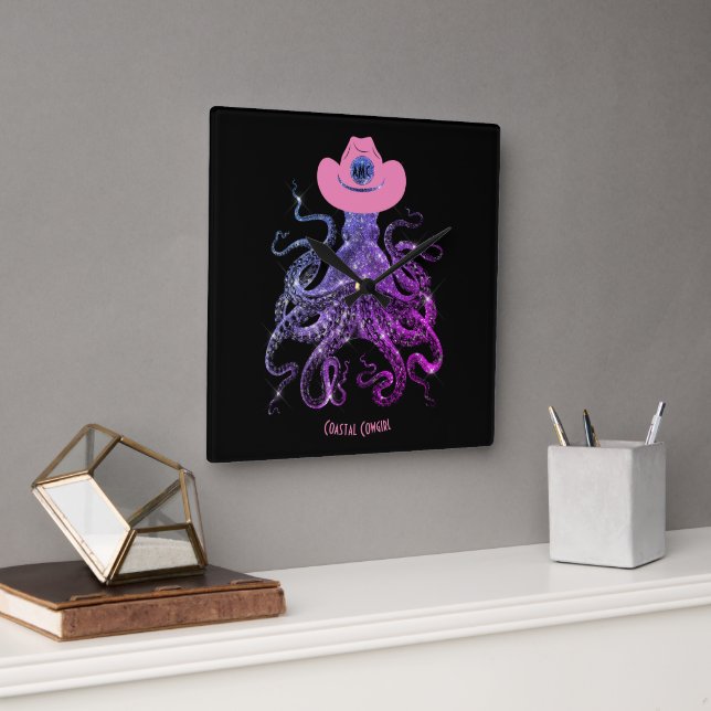 Garota Costeira Relógio de Parede de Monograma Ros (Escritório)