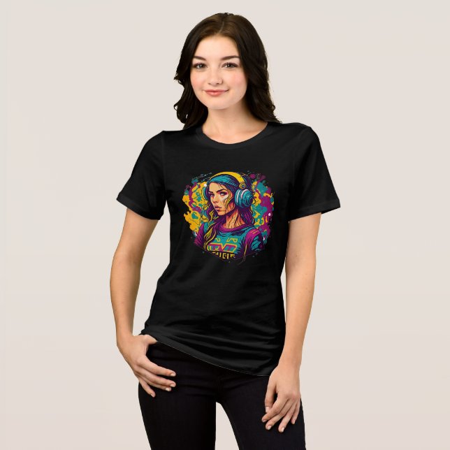 Garota da Onda Sonora Urbana – Camiseta Retro de G (Frente Completa)