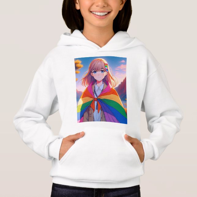 Garota de Anime com Cape LGBTQIA+ (Frente)