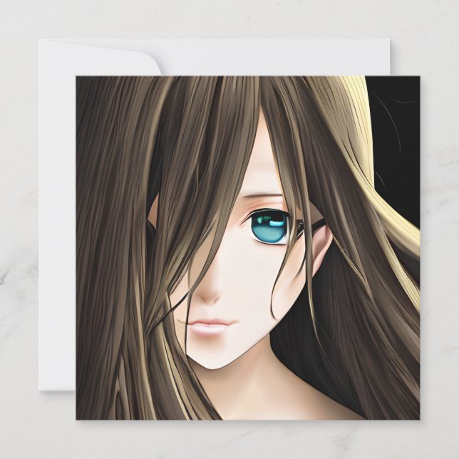 Garota de anime de cabelo castanho e olhos azuis (Frente)