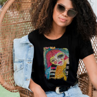 Garota de Arte Original Pink Colorida Azul Cor-de-