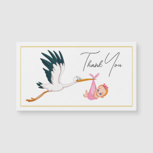 Garota de Bebê Stork com Script Elegante Obrigado