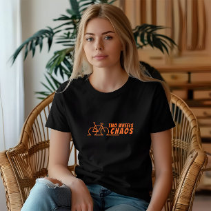 Garota de bicicleta retrô Ironia preto laranja