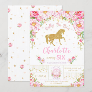 Garota de Convite de Aniversário de Cavalo Dourad