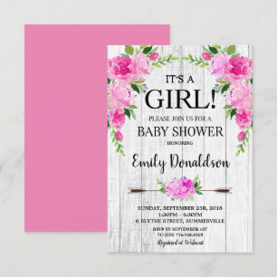 Garota de Convite para Chá de fraldas Floral Rosa 