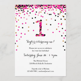 Garota de Convites de festas de Confetti Rosa