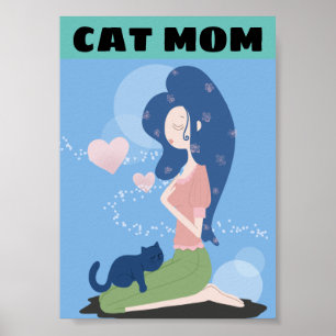 GAROTA DE MULHER CAT MOM E POSTER DE ARTE CAT