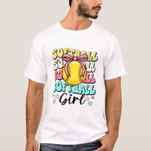 Garota de Softbol Groovy Camisas Coquette Bow Soft