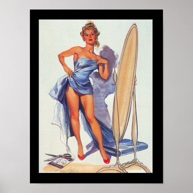 Garota de Surf Pin-Up pôster vintage (Frente)