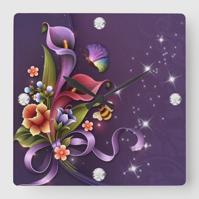 Garota Diamante #3 Relógio de Parede Quadrado (Frente)