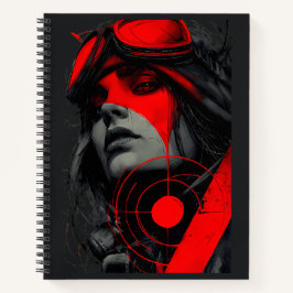 Garota Distópica Cyberpunk com Alvo Vermelho Irrev
