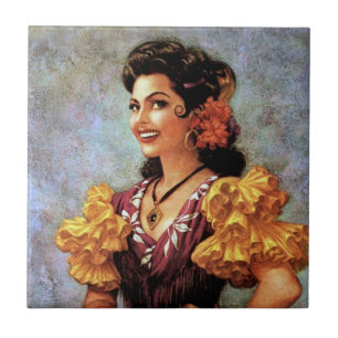 Garota do Calendário Mexicana Linda Flamenco Doura