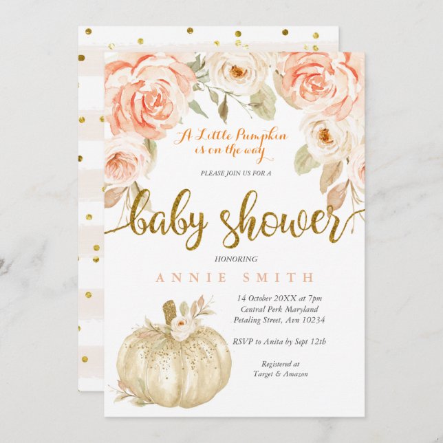 Garota do Cartão de Convite para chás de fraldas d (Frente/Verso)