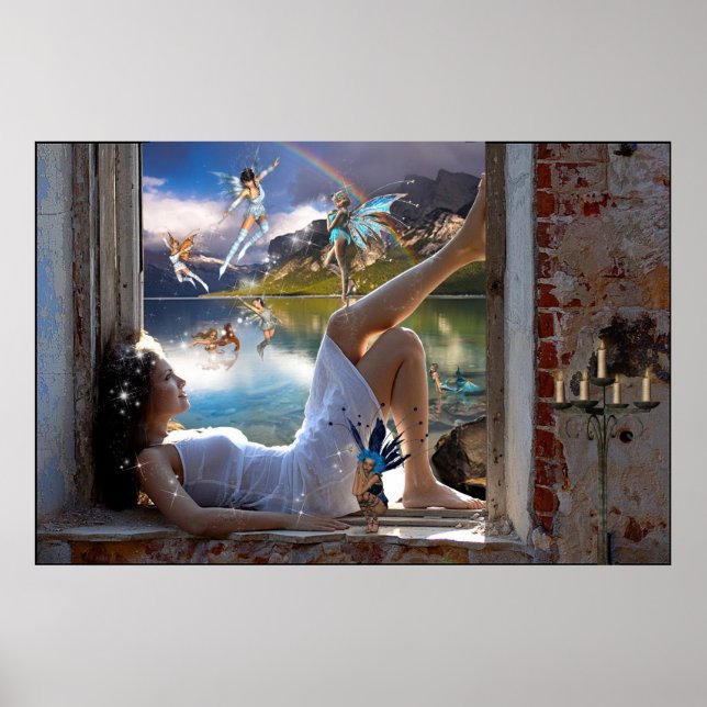 Garota e Fairies Poster Impressão (Frente)