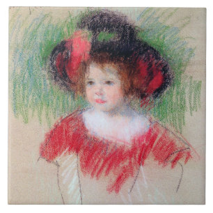 Garota em Big Bonnett e Red Vress, Mary Cassatt