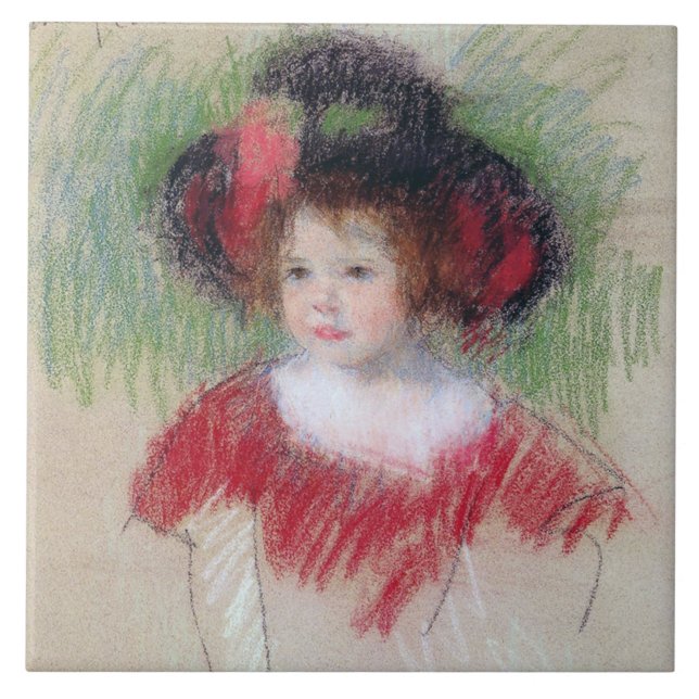 Garota em Big Bonnett e Red Vress, Mary Cassatt (Frente)