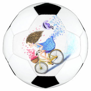 Garota Feliz com Bola de Futebol de Bike