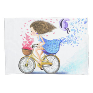 Garota Feliz Em Uma Bicicleta - Corações Românt