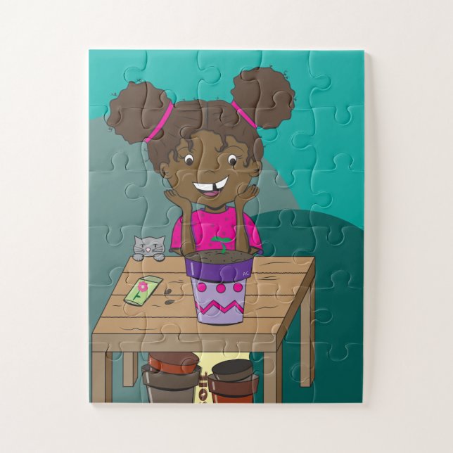 Garota Feliz Estrelando na Seedling Quebra-cabeça (Vertical)