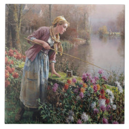 Garota francesa pescando na Bretanha