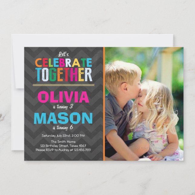 Garota gêmea convite de aniversário (Frente)