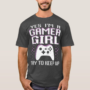 Garota Jogadora Camisa Engraçada Jogo Rapariga Víd