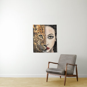 Garota Leopardo - Tapeçaria Emocionante - Pintura