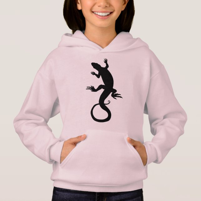 Garota Lizard Sweatshirt Reptile Art Kids Hoodie (Frente)