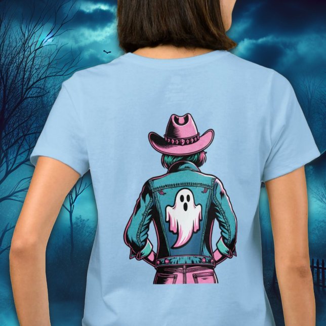Garota Louca com Camisa de Arte Ghost Pop (Spooky Cowgirl with Ghost Pop Art Shirt)
