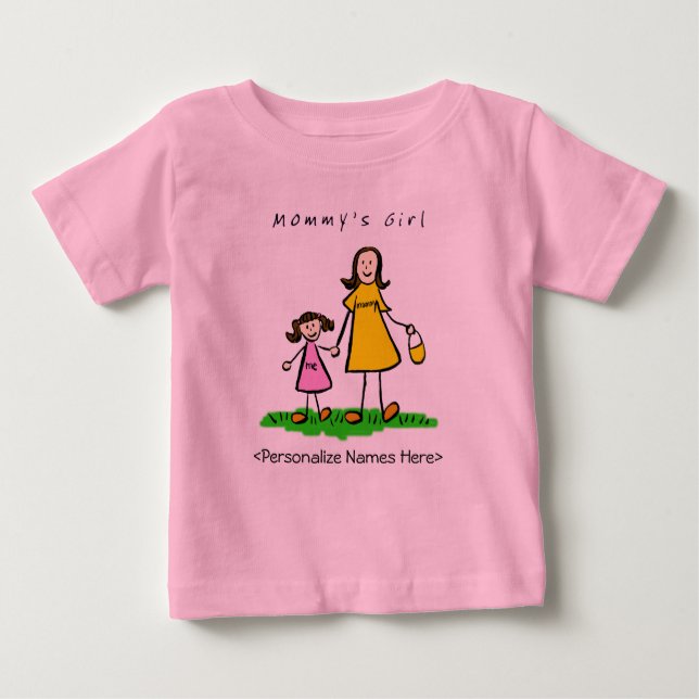 Garota mamãe - Mãe e Camisa Filha de Brunette (Frente)