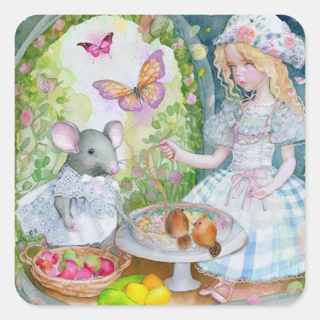 Garota no jardim com adesivo de bala de amigos (Frente)