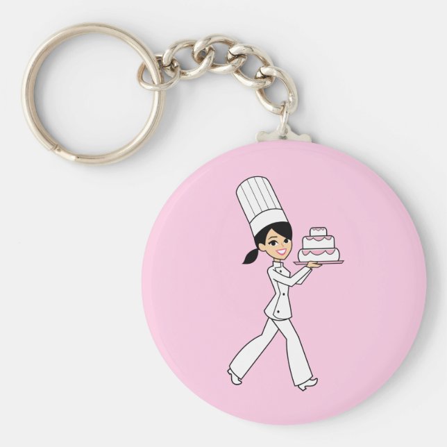 Garota padeira com bolo na Chaveiro (Frente)