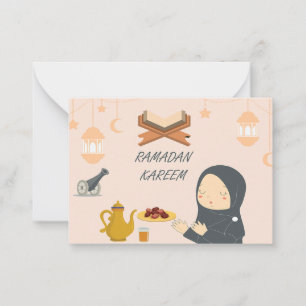 Garota Pequena Reza Cartões de Saudação Ramadã