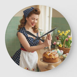 Garota Pin-Up da Páscoa Relógio de Parede Cozinha 