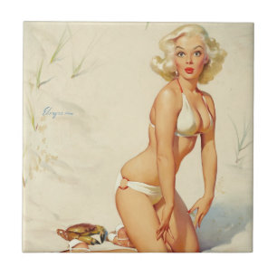 Garota Pin-up Retro na Praia