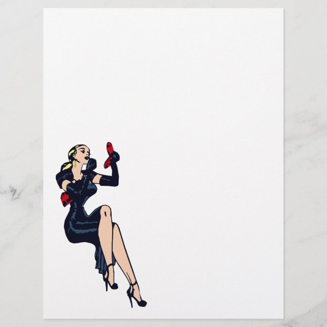 Garota Pinup de Glamour Retro Loira Bonita Vintage (Frente)