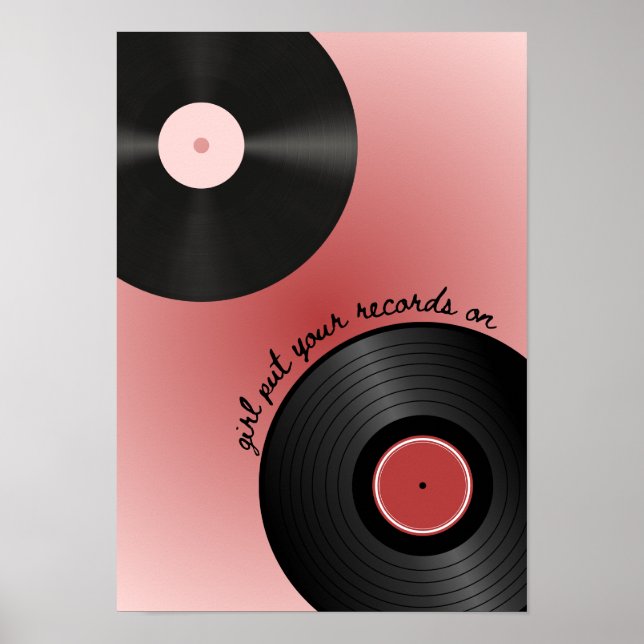 "Garota põe seu disco" Poster de vinil de música (Frente)