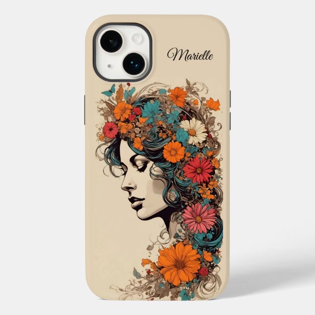 Garota Retro com Flores no Cabelo (Verso)
