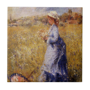 Garota reunindo flores por Renoir
