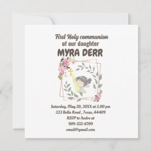 Garota rezando para jesus cruzar a primeira comunh