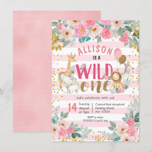 Garota safari selvagem um convite de aniversário