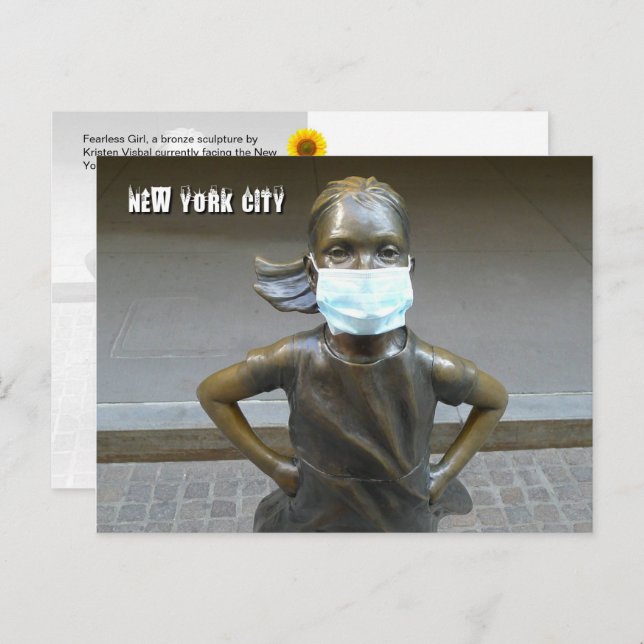 Garota sem Medo usando máscara facial - cartão pos (Frente/Verso)